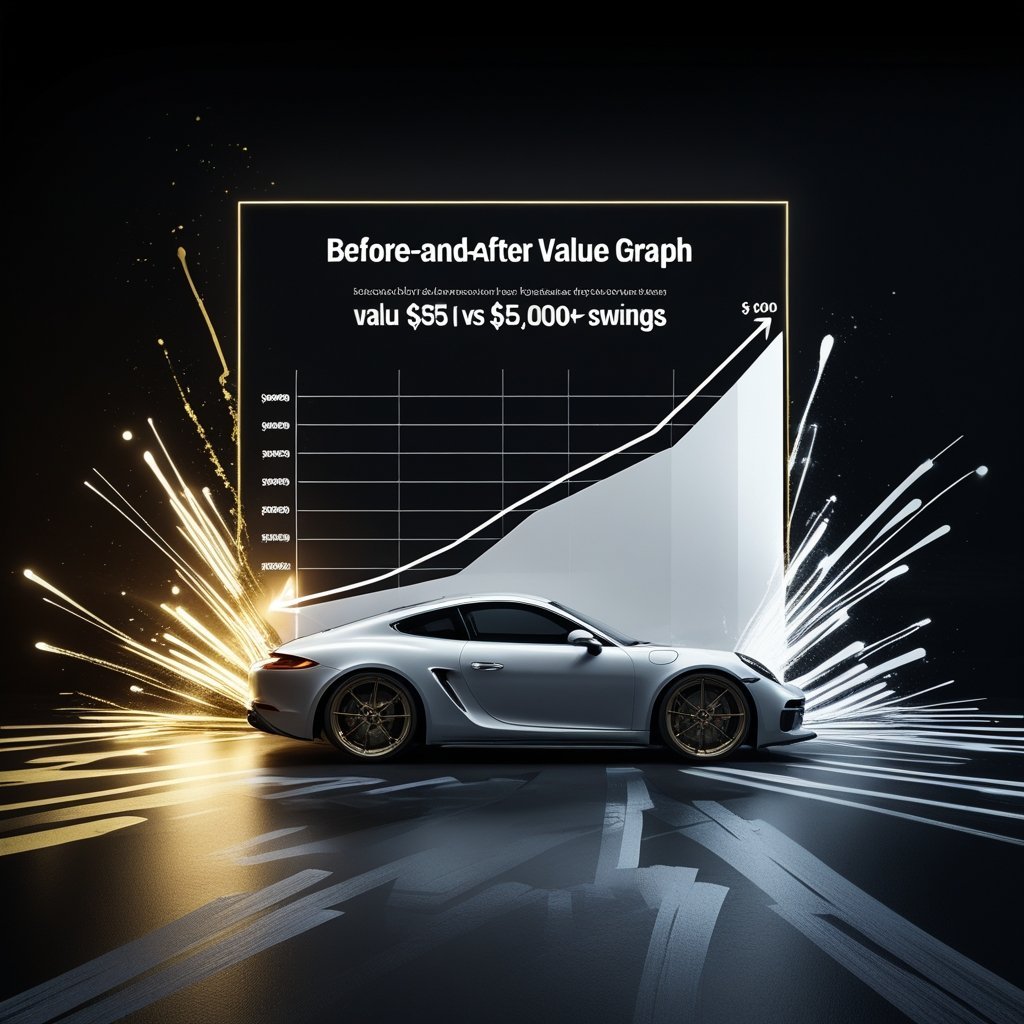 Before-and-After Value Graph – An infographic comparing resale value of common colors (black, white, silver)