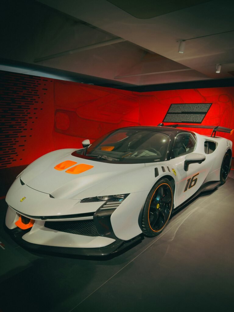 A ferrari in a showroom
