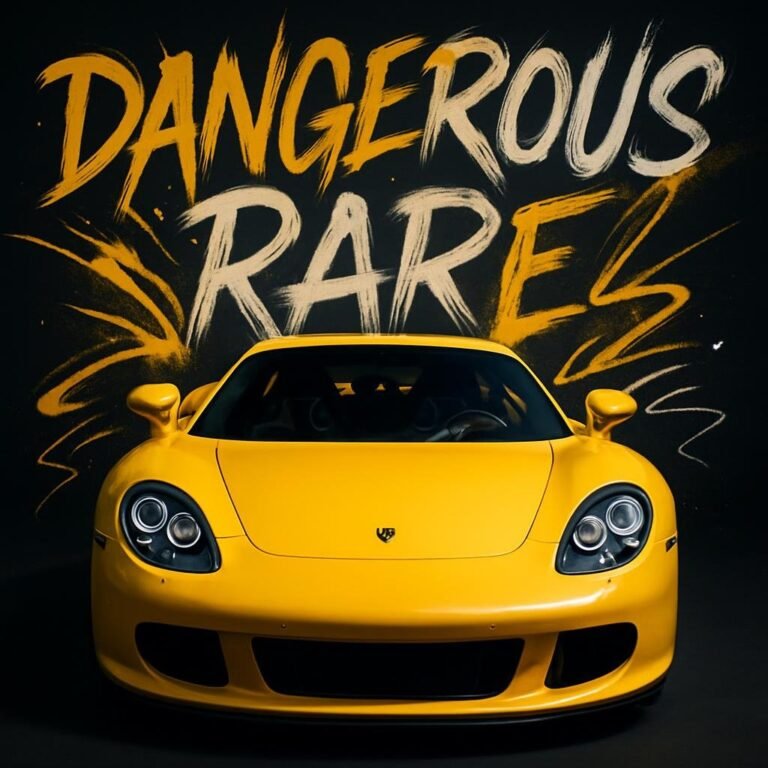 Porsche carrera GT centred, surrounded by a glowing, bold black background with dramatic lighting, cinematic energy, Need for with words behind it like legendary and rare