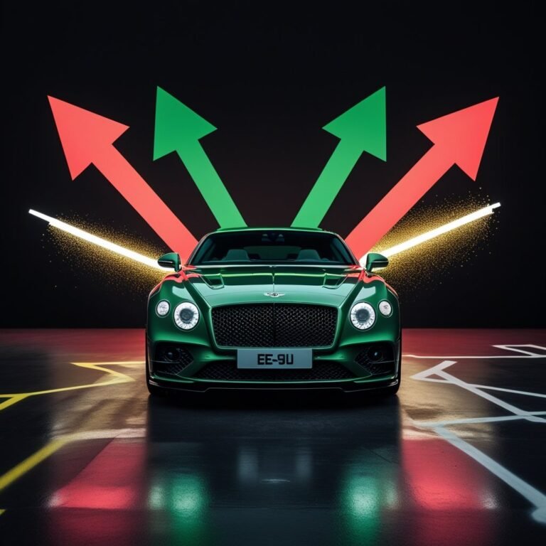 A car with arrows behind it