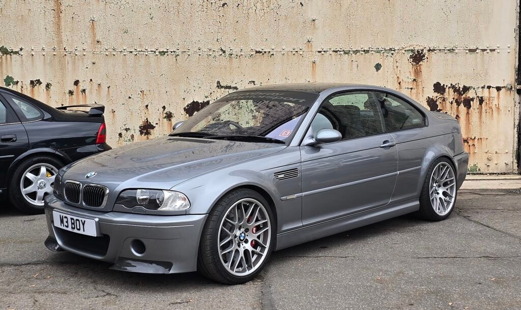 A sliver 2003 BMW M3 CSL