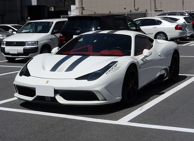 A white Ferrari 458 Speciale