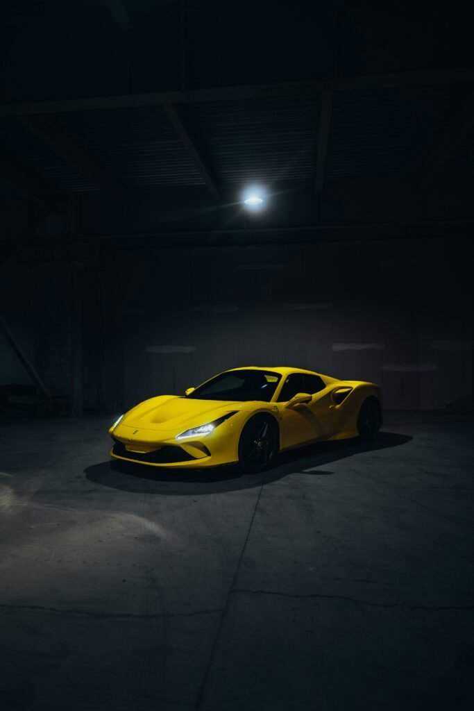A yellow Ferrari