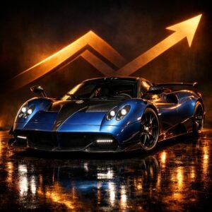 A blue pagani Hypercar
