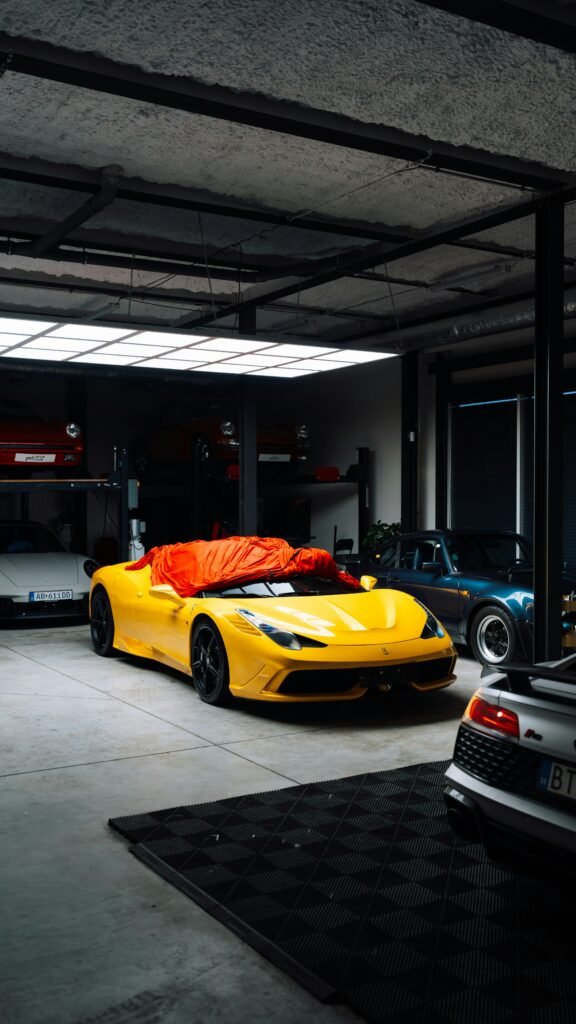 Yellow ferrari in a Tax-Free Zones